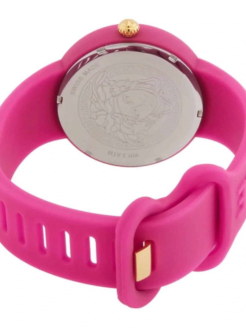 Versus Versace Hot Pink Silicone Lion Medallion Watch